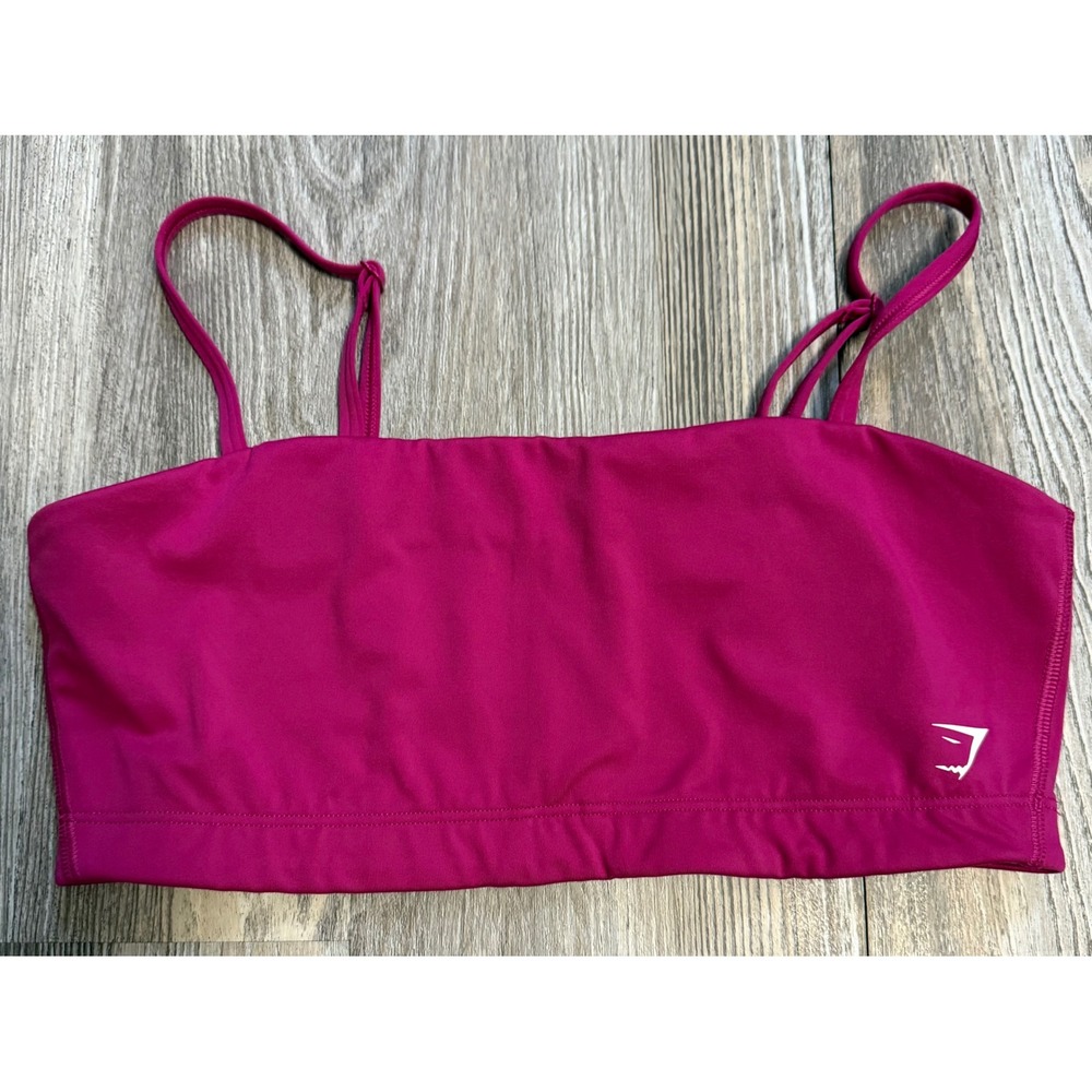 Gymshark Womens Magenta Pink Bandeau Sports Bra Adjustable Straps Large B2A6Y